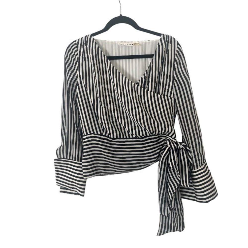 Alice + Olivia Striped Wrap Top - Picture 2 of 5